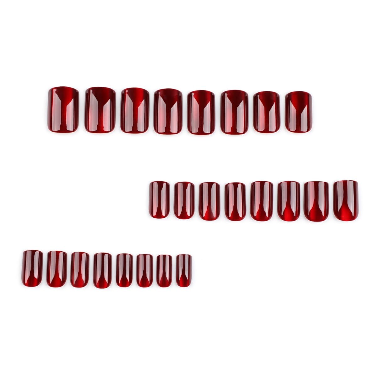 JUSTOTRY 24 Pcs Burgundy Cat Eye False Nails Short,Dark Red Solid Square Press on Nails Pattern,Glossy Fake Nails Medium for Nail Art,Squoval Cateye Stick on Nail for Women Gifts - Image 2