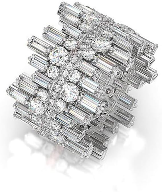 ENDLESSNESS & ETERNITY Large Full Eternity CZs Simulated Diamond Cocktial Ring hiphop Style14K Gold Plated Wedding Band Ring