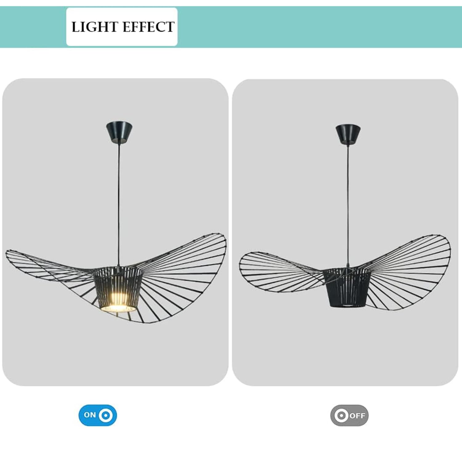 Vertigo Zawieszenie Żyrandol LED Salon Oświetlenie Sufitowe Retro Kreatywne Włókno Szklane/Poliuretanowy Kapelusz Projekt Kuchni Sypialni Dekoracyjne Oświetlenie E27 100cm Czarny