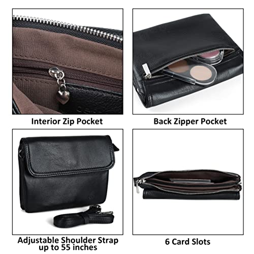 Image of befen Genuine Leather Small Crossbody Bags for Women Cell Phone Bag Cross Body Purses,Silver Zipper