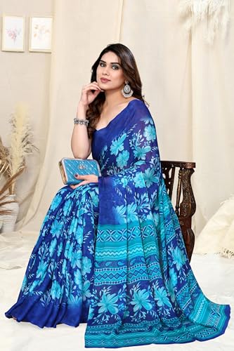 Image of MIRCHI FASHION Saree for Woman Chiffon Floral Printed | Lightweight All-Day Comfortable Women's Sari with Unstitched Blouse Piece (Available in 30 Colors)