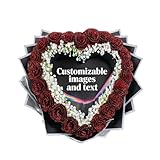 Burning Reveal Gift - Personalized Glitter Rose Bouquet for Proposal & Valentine's Day, Custom Photo Burn Heart Surprise (Black)