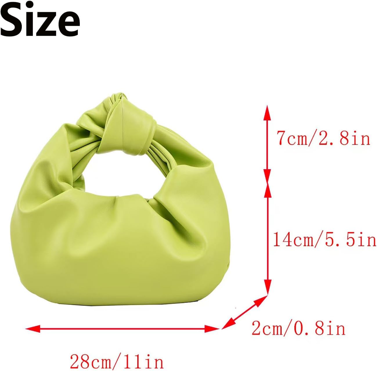 Fashion Ruched Hobo Handbag Soft PU Leather Cloud Knotted Clutch Tote Purse Ruched Pouch Bag Shoulder Bag for Women - Image 7