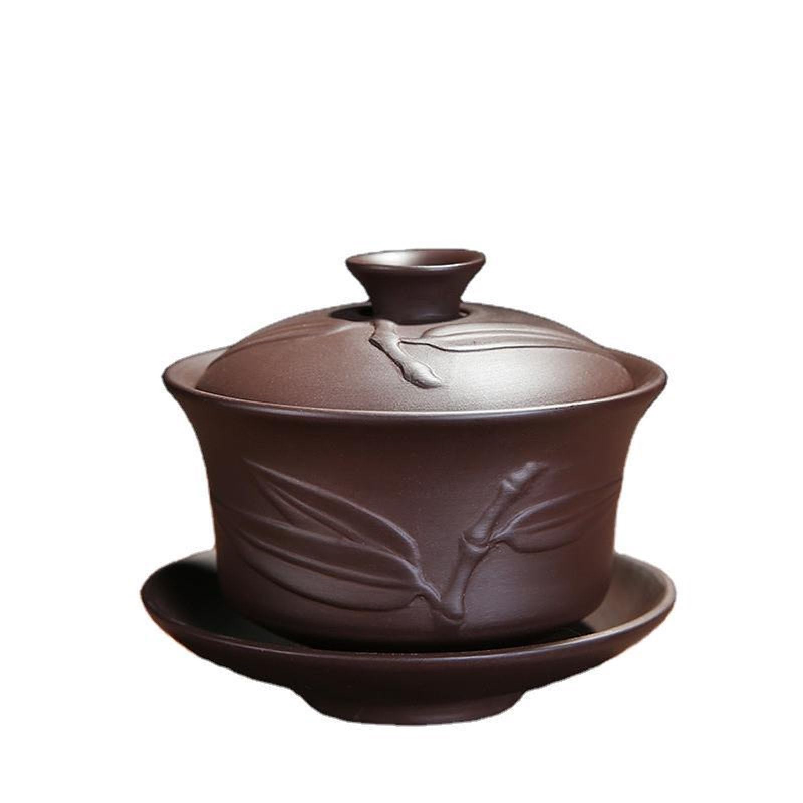 Zestaw do herbaty Gaiwan z fioletowej gliny, ręcznie robiony, elegancki chiński kubek do herbaty, miska z pokrywką i spodkiem, ceremonia herbaty Kung Fu