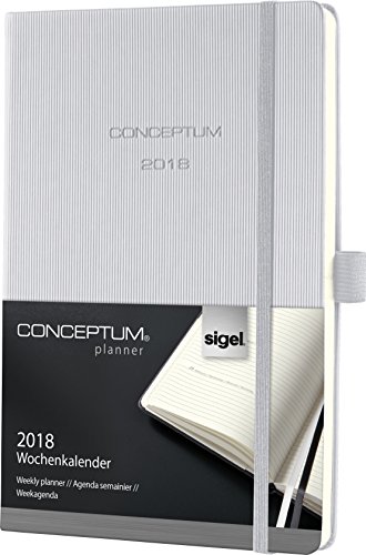 Preisvergleich Produktbild Sigel C1860 Wochenkalender 2018, ca. A5, Hardcover, hellgrau, CONCEPTUM - viele Modelle