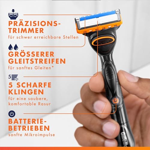 Gillette Fusion 5 Power Rasierer Herren, Nassrasierer, Metall, Schwarz – Ansicht 6