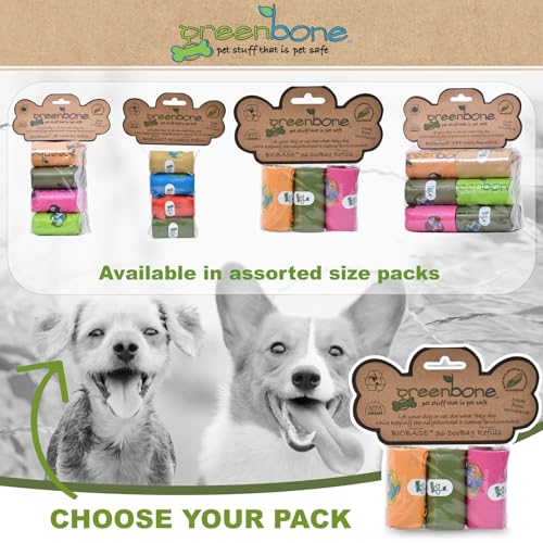 Image of Greenbone Earth Friendly Cat or Dog Poop Bags, Plant Based Leak Proof Dispenser Refill Rolls (12 Rolls)