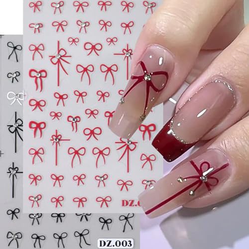 4Sheets Bow Nail Stickers for Nail Art Set, Bow 3D