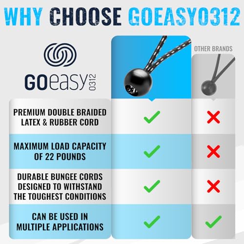Image of GOEASY0312 Ball Bungee Cords 6 Inch, 50 PCS | Elastic String Ball Bungee Cords for Canopy, Tarp, Tent Poles, Hoses & Wires, Indoor /Outdoor