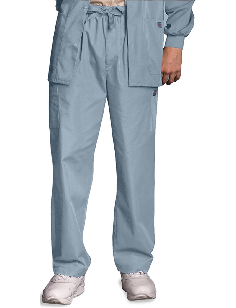Cherokee Workwear Men's 4000 Drawstring Cargo Scrub Pant- Grey- Large Tall