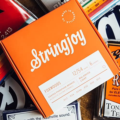 Stringjoy Fw1254 Foxwoods Coated Phosphor Bronze Acoustic Guitar Strings, (Light Gauge - 12-54) #TOP1