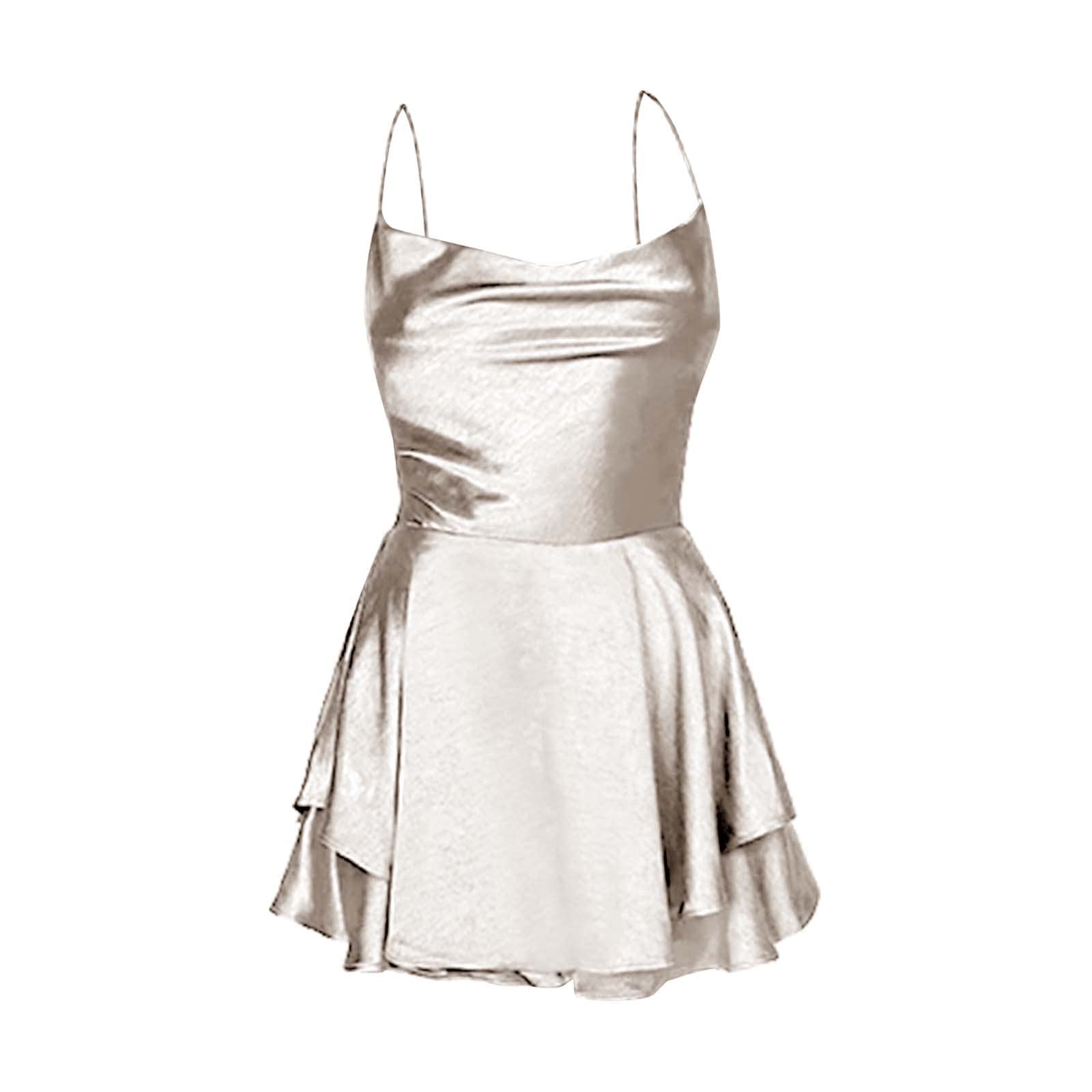Catégorie de Produit Robe TaillePlus Titre du Produit Robe Satin Bretelles À Pendentif Élégante Été Style Dames Tempéré et