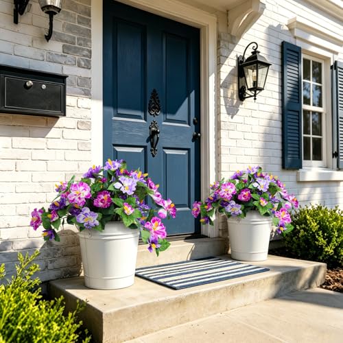 INXUGAO Artificial Flowers for Outdoors Indoors,2 Bunches Fake Hibiscus with Realistic UV Resistant Silk Flower Fabric Leaves,Faux Plants Outside for Patio Garden Yard Poch Decor ( image 5