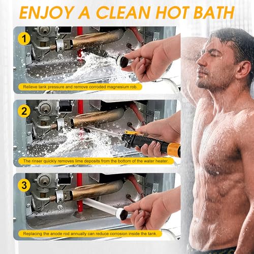 Image of Lpraer 4 Pack RV Water Heater Anode Rod & RV Water Heater Flush Wand Tool Set Kit 9.25 inchL x 3 /4 inch NPT Thread Magnesium Rod Camper Hot Water Tank Cleaning Rinser w / 2 Anode Rod and Seal Tape