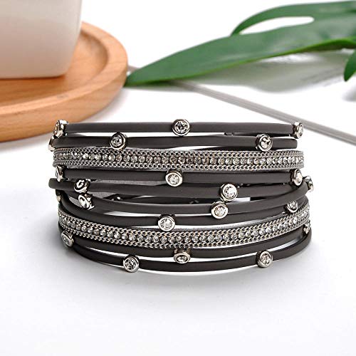 Bracelet en cuir pour femmes style minimaliste gris pour le quotidien