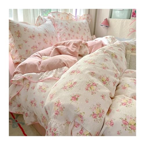 Linge de lit à volants Queen Size en textile haut de gamme doux pour la peau