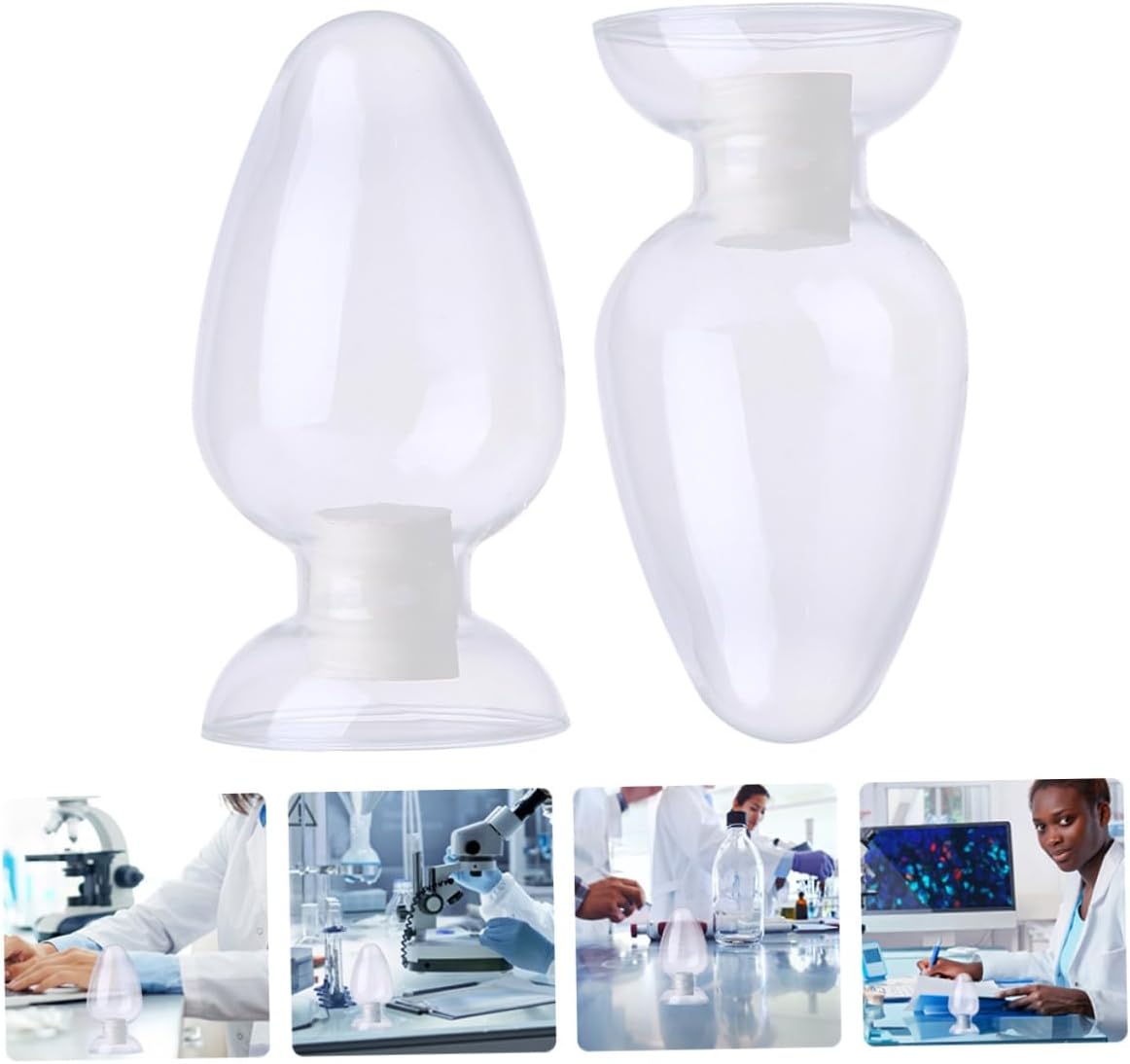 Garneck 3Pcs Conical Laboratory Glass Bottles with Stable Sealing Plugs Transparent Display Specimen Containers for Science Study and Liquid Storage