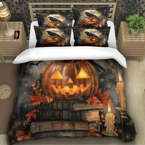 Parure de lit citrouille Halloween impression 3D microfibre de luxe - 5