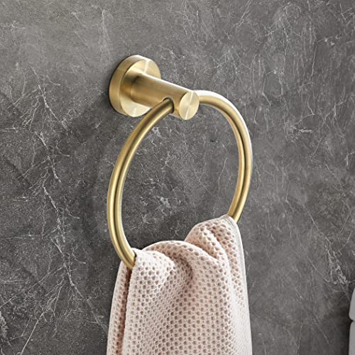 Gold Toilet Paper Holder Towel Ring,Brushed Gold Toilet Roll Holder Hand Towel Holder Bathroom Accessories,Wall Mount Rustic Modern Rustproof Stainless Steel Hardware Set 2Pc #TOP2
