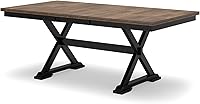 Signature Design by Ashley Wildenauer Dining Extension Table with Butterfly Leaf, Seats 8, Black & Dark Brown, Hardwood Solids