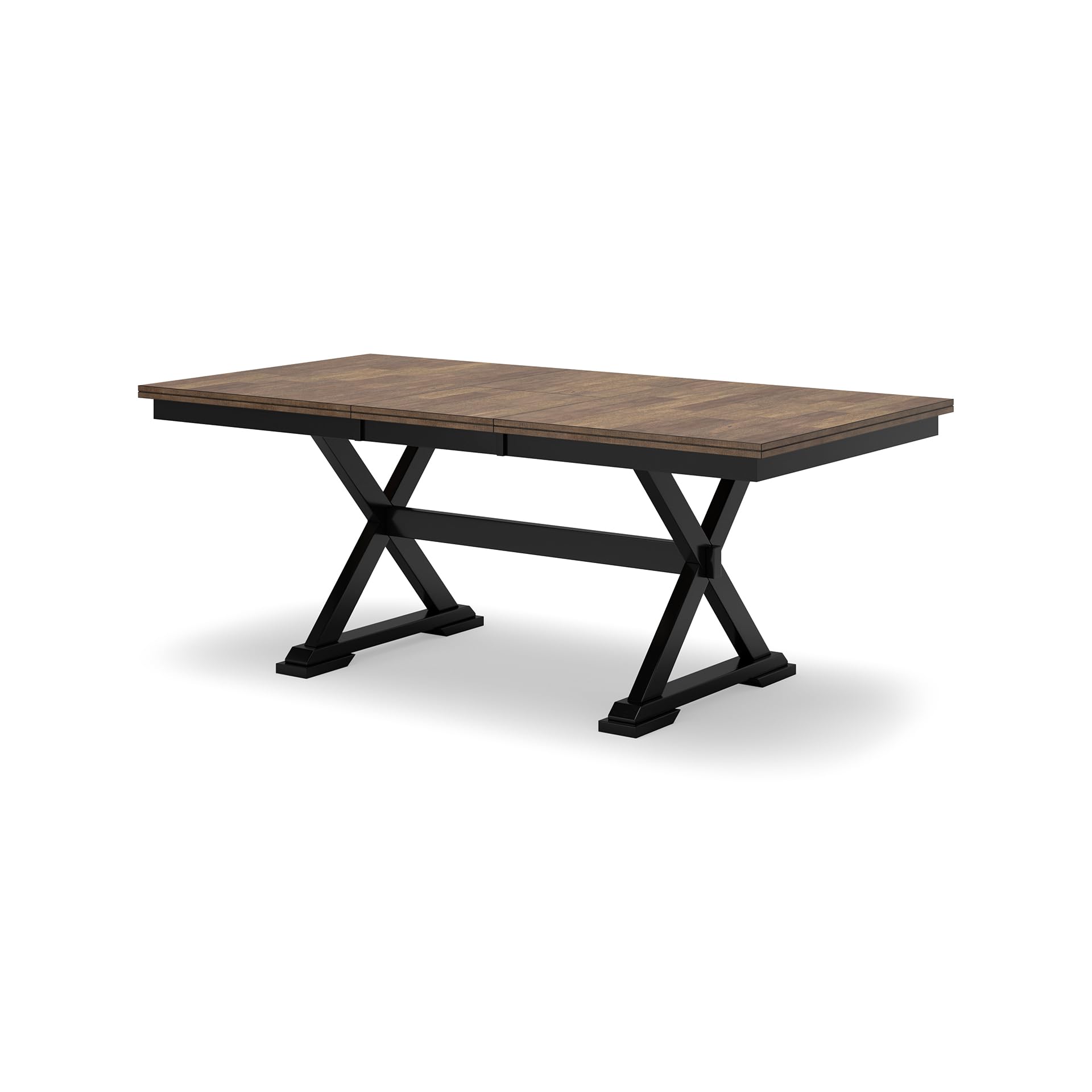 Signature Design by Ashley Wildenauer Dining Extension Table, Self-Storing Butterfly Leaf, Seats 8, Hardwood Solids, 40" W x 78" D x 30.13" H, Black & Dark Brown