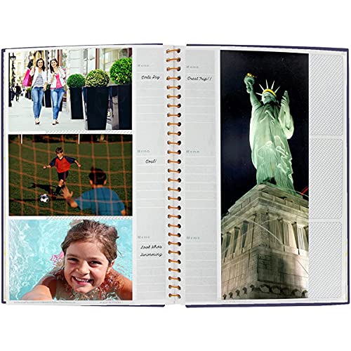 Pioneer Photo Album Bi-Directional Spiral Bound Photo Album, Le Memo Pocket Photo Album, Solid Color Covers With Gold Trim, Holds 900 4X6" Photos, 3 Per Page, Color: Bay Blue. (3 Albums) #TOP4