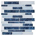 WOWSTAR 10-Sheet Peel and Stick Tiles, Marble Look Kitchen Backsplash Tiles, 12"x12" Dark Blue