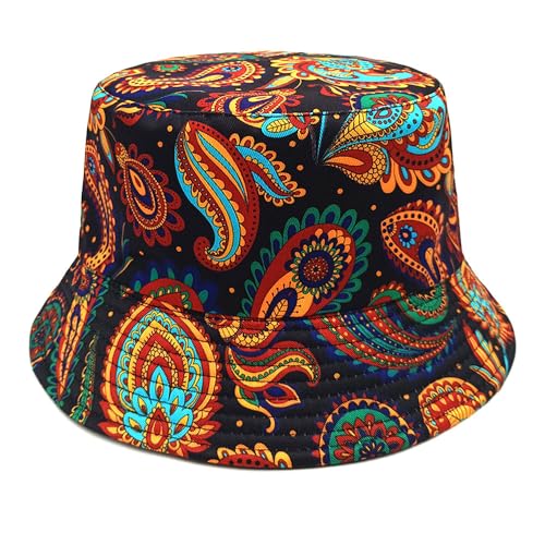 Image of Bucket Hat for Women Men,Travel Sun Beach Cap,Unisex Fishing Outdoor Boonie (Paisley Bohemia)