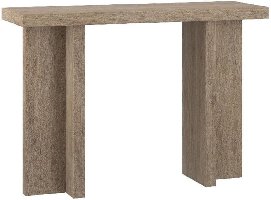 Pemberly Row Contemporary Console Table, 42" W x 14" D x 29.5" H, Antiqued Gray Oak Finish, MDF Construction, Modern Transitional Design, T-Legs, Living Room, Hallway, Entryway