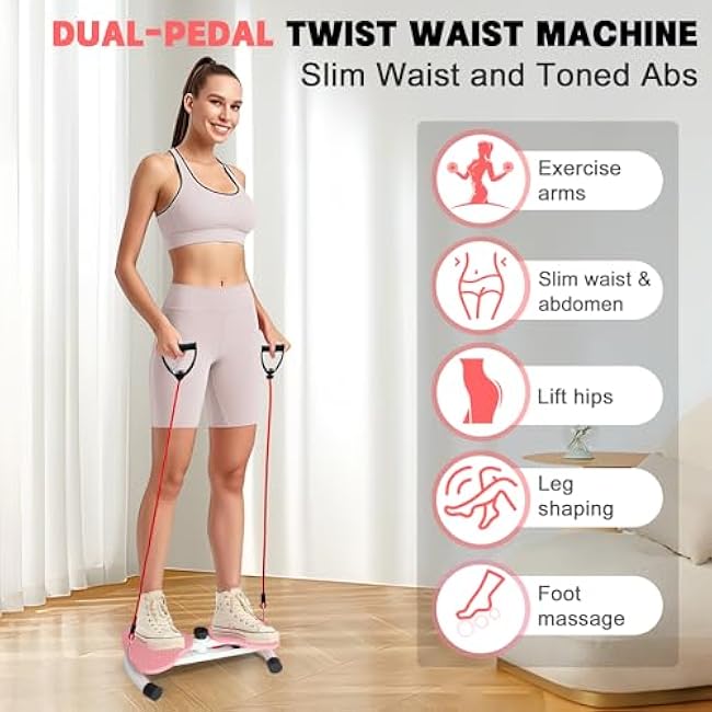 Waist Twisting Machine - 260 lbs Ab Twist Board with Adjustable Resistance Bands, Twist Exercise Machine for Core Workout & Waist Slim, Home Gym Equipment for Women & Men