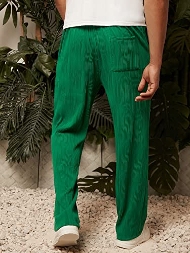 WDIRARA Men's Drawstring High Waist Straight Leg Long Pants Casual Pants2