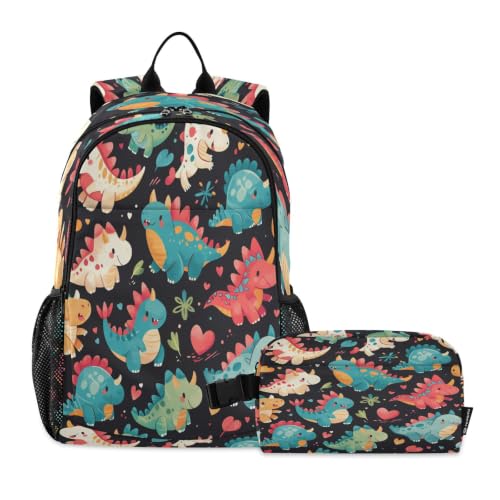 Sac à dos dinosaure avec sac à déjeuner assorti pour école élémentaire