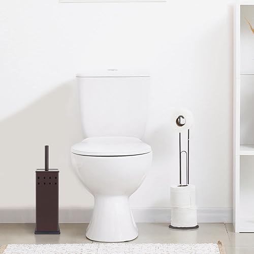 Miniatura 6 de Blue Donuts Escobilla de inodoro y soporte, cepillo de inodoro para baño, limpiador de inodoro, sin olor, bronce