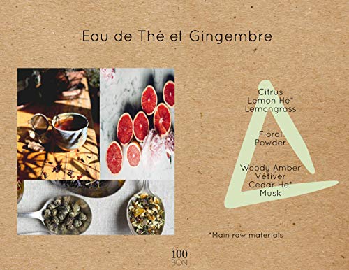 100Bon Eau De The & Gingembre – Tea & Ginger Fragrance For Women & Men – Energizing Organic Fragrance - Sweet, Citrus & Spicy Notes Fragrance - 100% Natural Fragrance Spray, 0.5 Fl Oz #TOP4