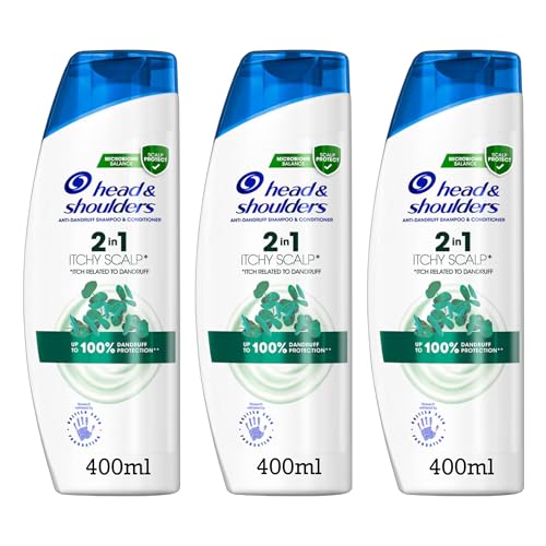 Head & Shoulders 2-in-1 Itchy Scalp Anti-Dandruff Shampoo & Conditioner, 400ml, Pack of 3, Customise for More Option.