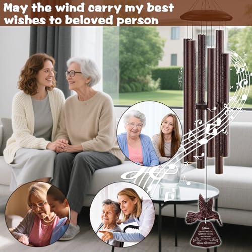 Image of Retirement Gift Wind Chime with Hummingbird, 32 inch Wind Chimes with Sunflower Greeting Card Happy Retirement Gifts for Women Men Colleague Boss Teachers Friends, Going Away Gifts for Coworker