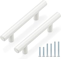 Vista 22 de Manijas Probrico modernas para gabinetes de cocina, con forma de T, color blanco