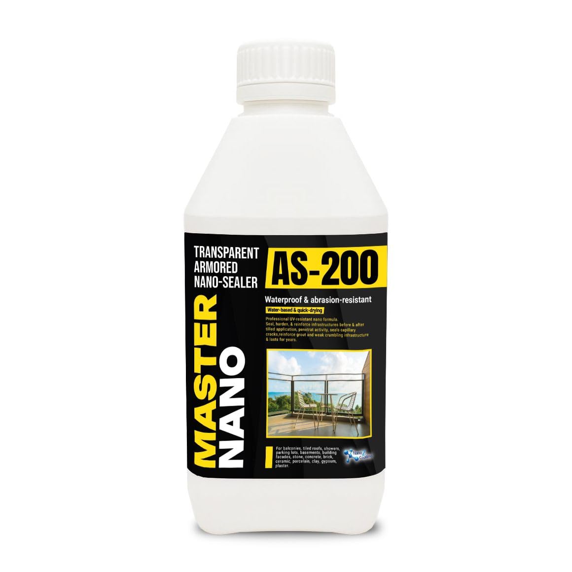 Nano Surface Sealer AS-200 – Transparent Waterproof & Abrasion-Resistant Nano Coating for Terraces, Tiled Roofs, Bathtubs, Stone & Concrete - Breathable, Invisible, Professional-Grade (1Litre)