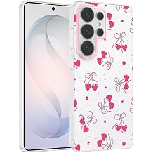 Elfia Samsung Galaxy S26 Ultra ile Uyumlu K l f  Desenli  effaf Sert Silikon Kamera Lens Korumal   nce Kapak Klip Kalpli Kiraz