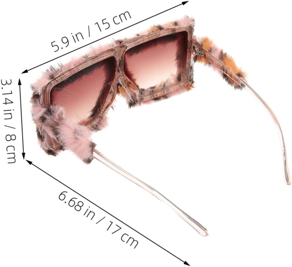 BESPORTBLE Plush Fuzzy Sunglasses 2pcs Leopard Print Cat Eye Fun Party Eyewear for Men and Women Novelty Costume Accessories for Disco and Fancy Dress