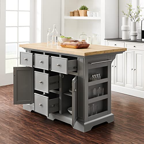 Crosley Furniture Julia Kitchen Island With Wood Top, Gray #TOP6