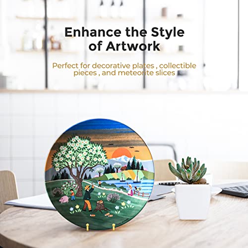Image of TR-LIFE Plate Display Stand - 4.5 Inch Holder + Metal Frame for Picture, Decorative Plate, Photo Easel, Tabletop Art (Gold 2 Pack)