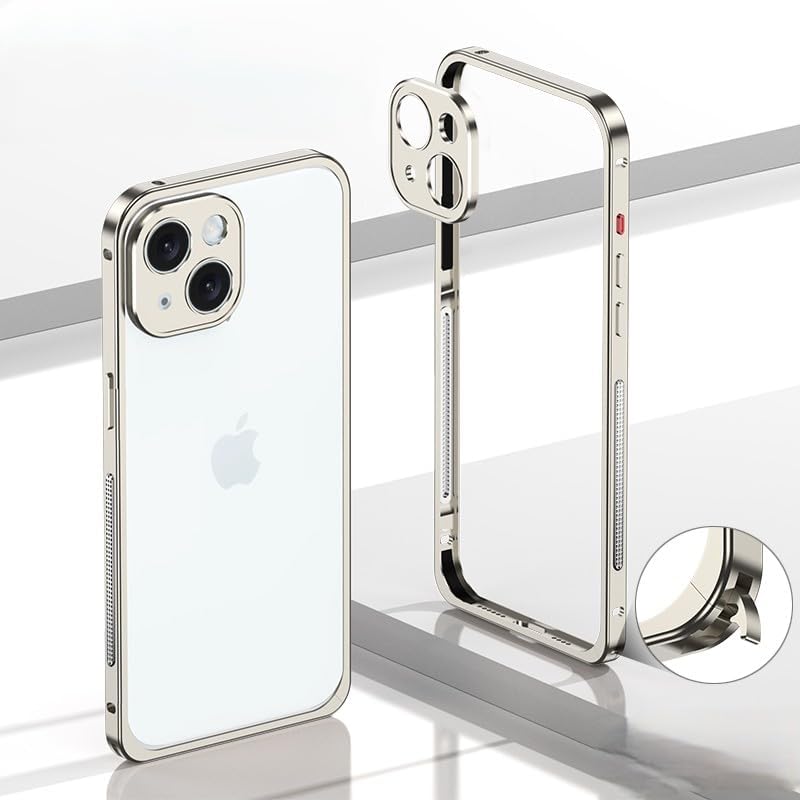 for Apple iPhone 16e Cases Ultra-Thin Metal Bumper Case Lightweight Aluminum Alloy Frame Heat Dissipation Design Seahorse Buckle & Precise Cutouts【Does not Include Lens case】 Silver