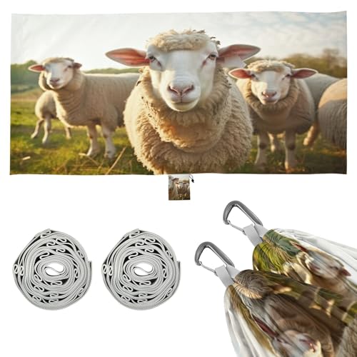 SDMKA Funny Sheep Pattern Camping Hammock, 330 lbs with 2 Tree Straps, Carry Bag, Single Portable Hammock for Outdoor/Indoor, Hiking, Beach, Backpacking, Travel