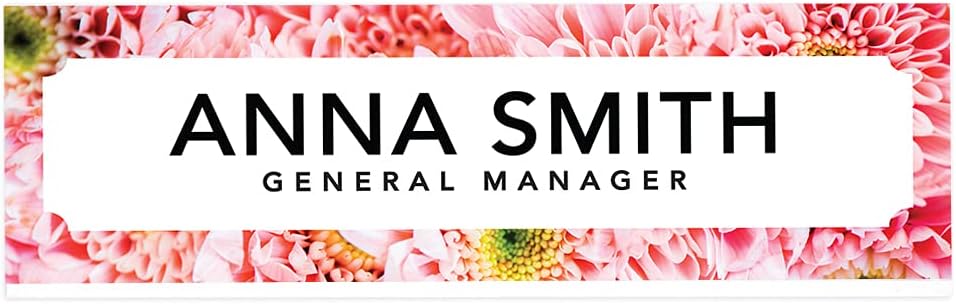 Andaz Press Office Desk Name Plate, Bloom Border Personalized Acrylic Custom Name Title Plate for Home, Desk, Teacher, Boss, Work, Customized Nameplate Sign Decorations for Women, 8" X 2.5"