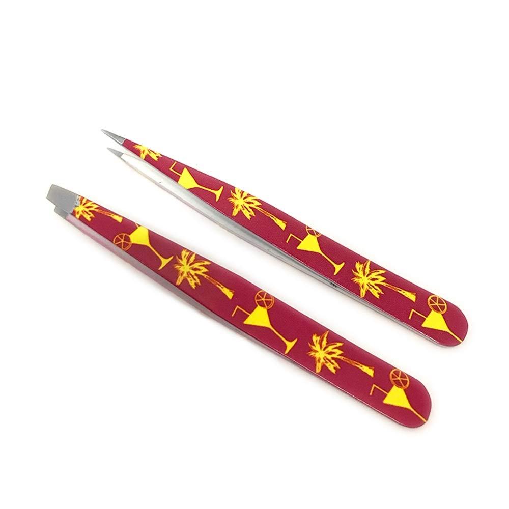 OH Fashion Tweezers Set Miami Beach Sunset Set of Slant and Point Tip Tweezers Kit 2 pieces Eyebrow Kit