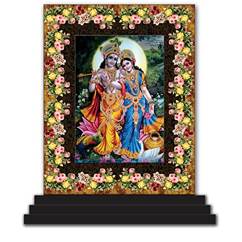 Image of Radha Krishna 3668 Car Dashboard Idols Figurine Showpiece Wall Art for Temples, Home, Office Desk and Gifting