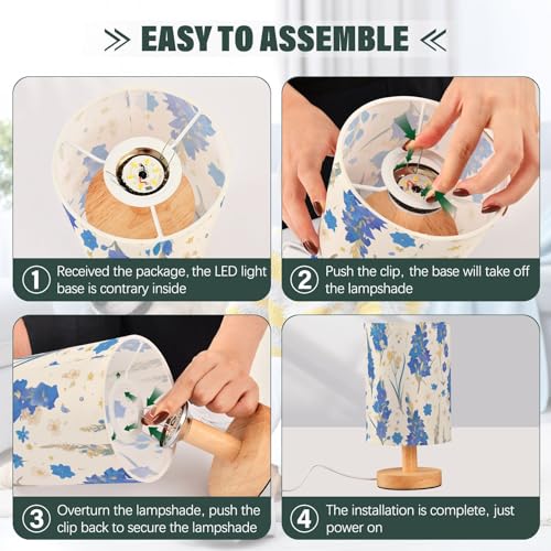Lámpara de mesa con flores azules y luz cálida miniatura 4