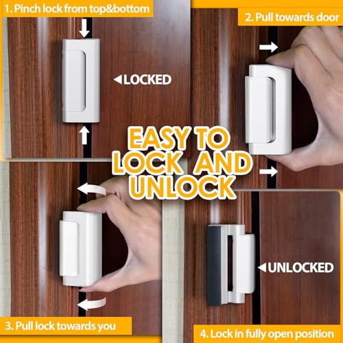 Image of Home Security Door Reinforcement Lock, Front Door Locks for Kids Safety from Inside, Child Proof Door Lock Latch Withstand 800 lbs for Inward Swinging Door Flip High Night Lock to Defend Your Home