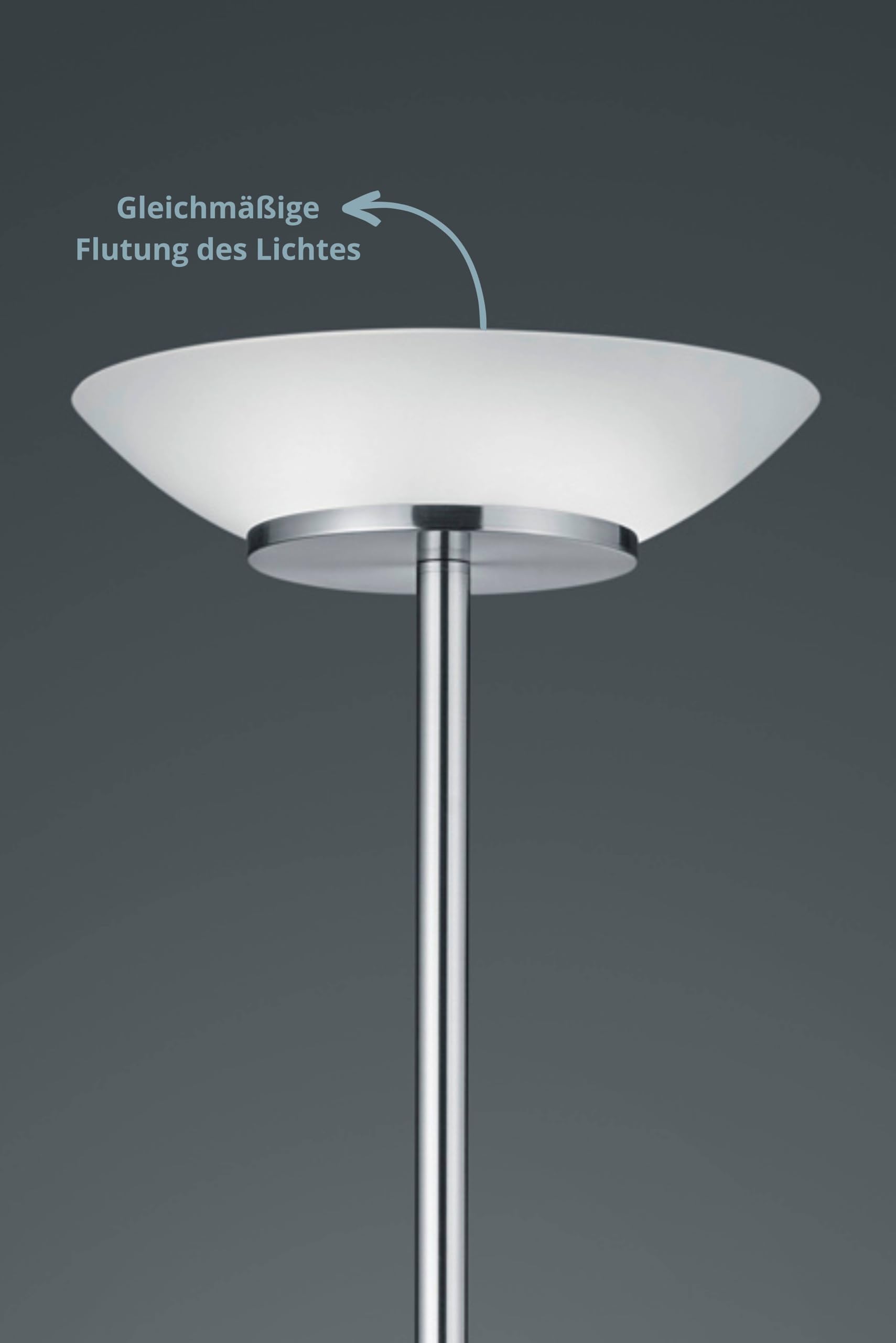 Deckenfluter Stehleuchte Klaus mit LED Leselampe | nickel matt Metall | exkl. 2 x E27 (max. 18W) | beweglicher Lesearm 1 x E14 (max. 10W) | Höhe: 180 cm, Durchmesser: 34 cm